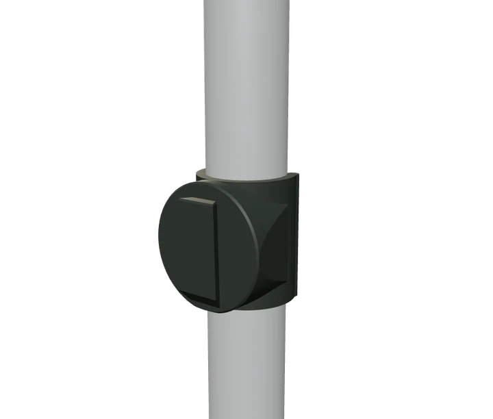 The clamp snapped onto a wheelchair tube